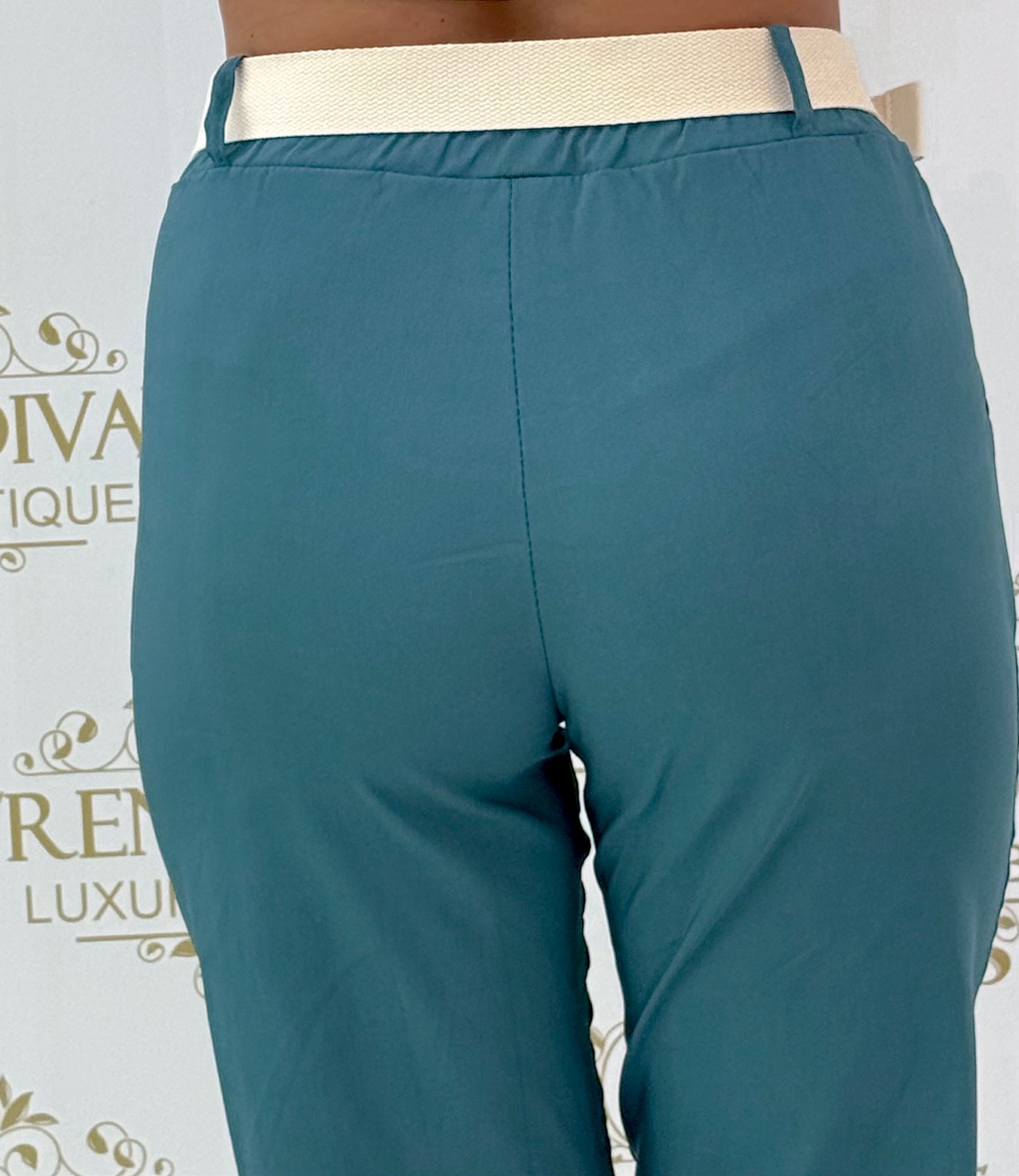 Gumis derekú elasztikus vászon hárem nadrág, ajándék övvel - Image 40