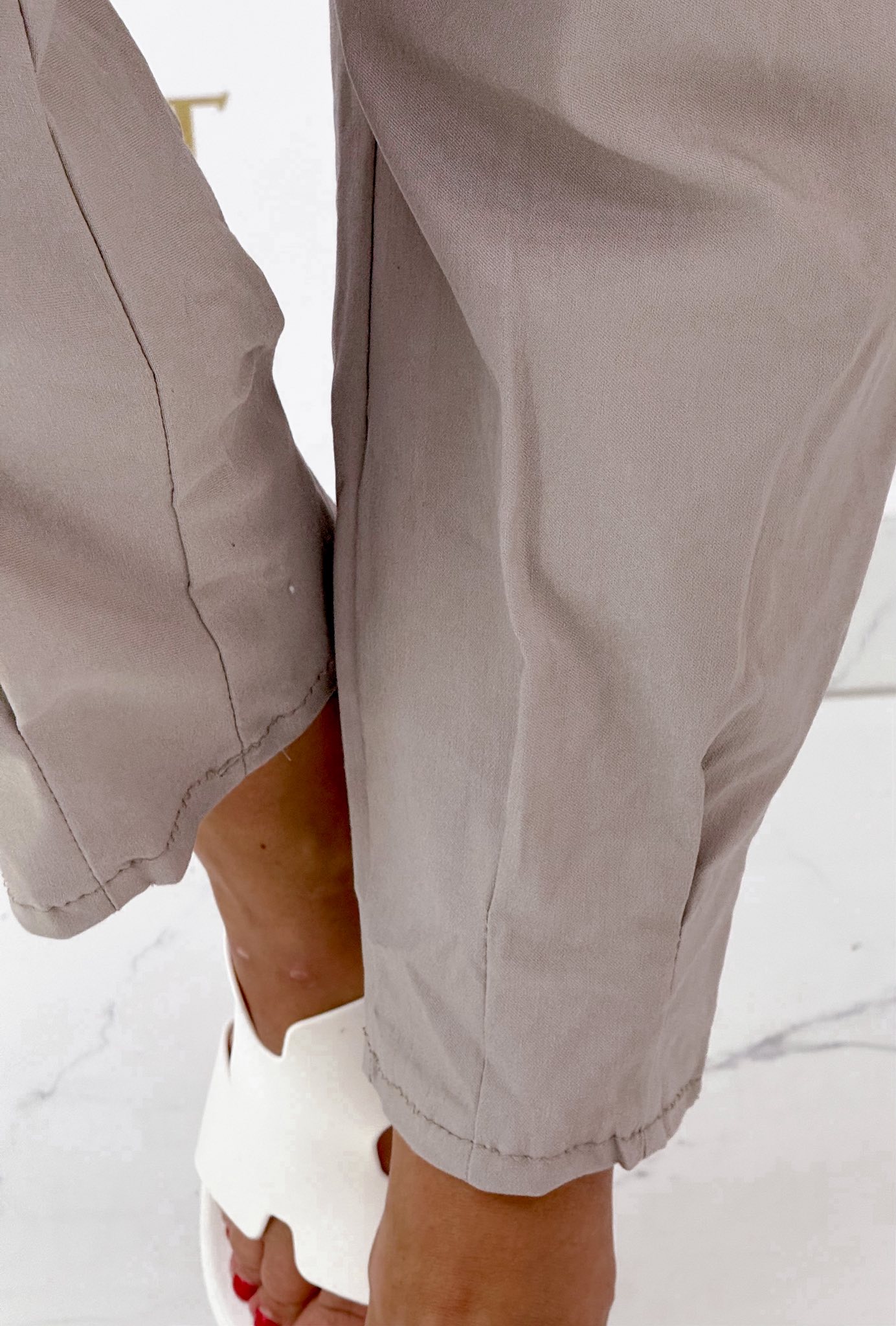 Gumis derekú elasztikus vászon hárem nadrág, ajándék övvel - Image 28