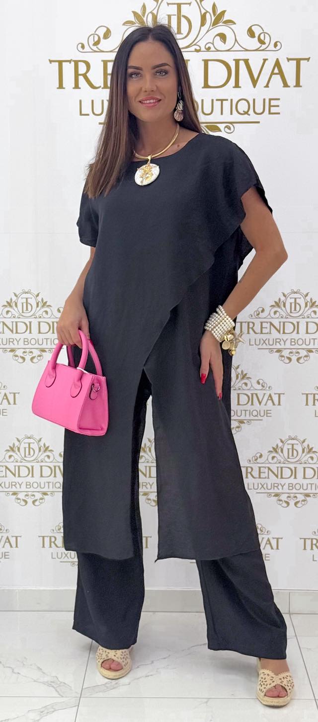 Egyedi átlapolt fazonú, lenge vászon anyagú palazzo szett - Image 28