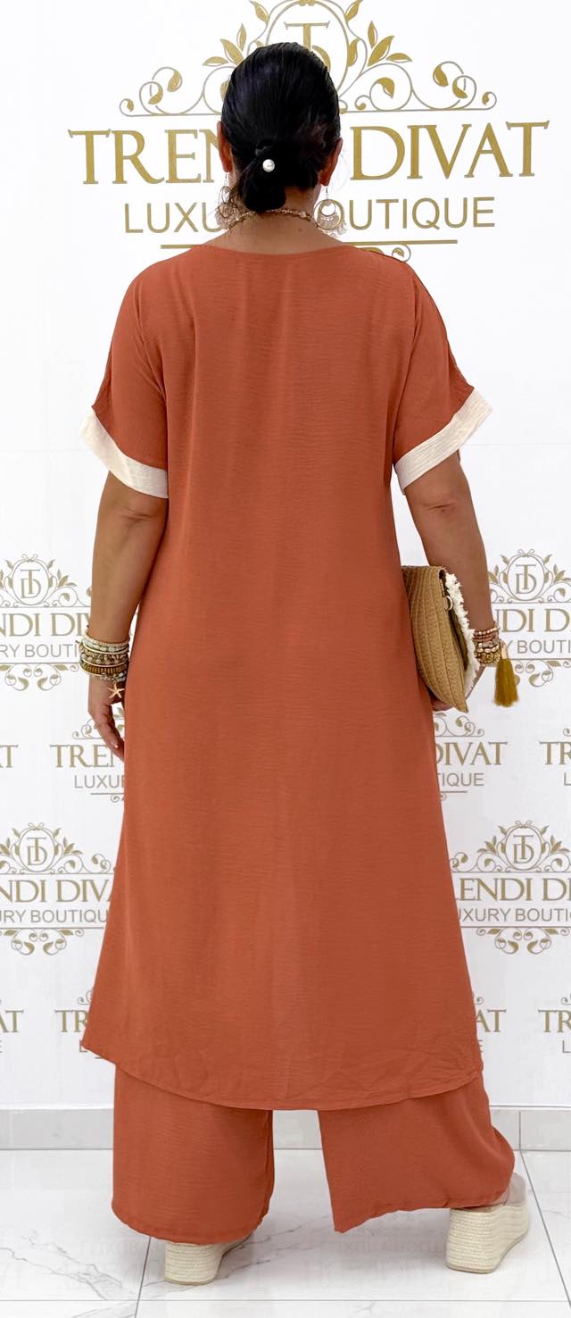 Különleges átlapolt fazonú, muszlin anyagú palazzo szett - Image 4