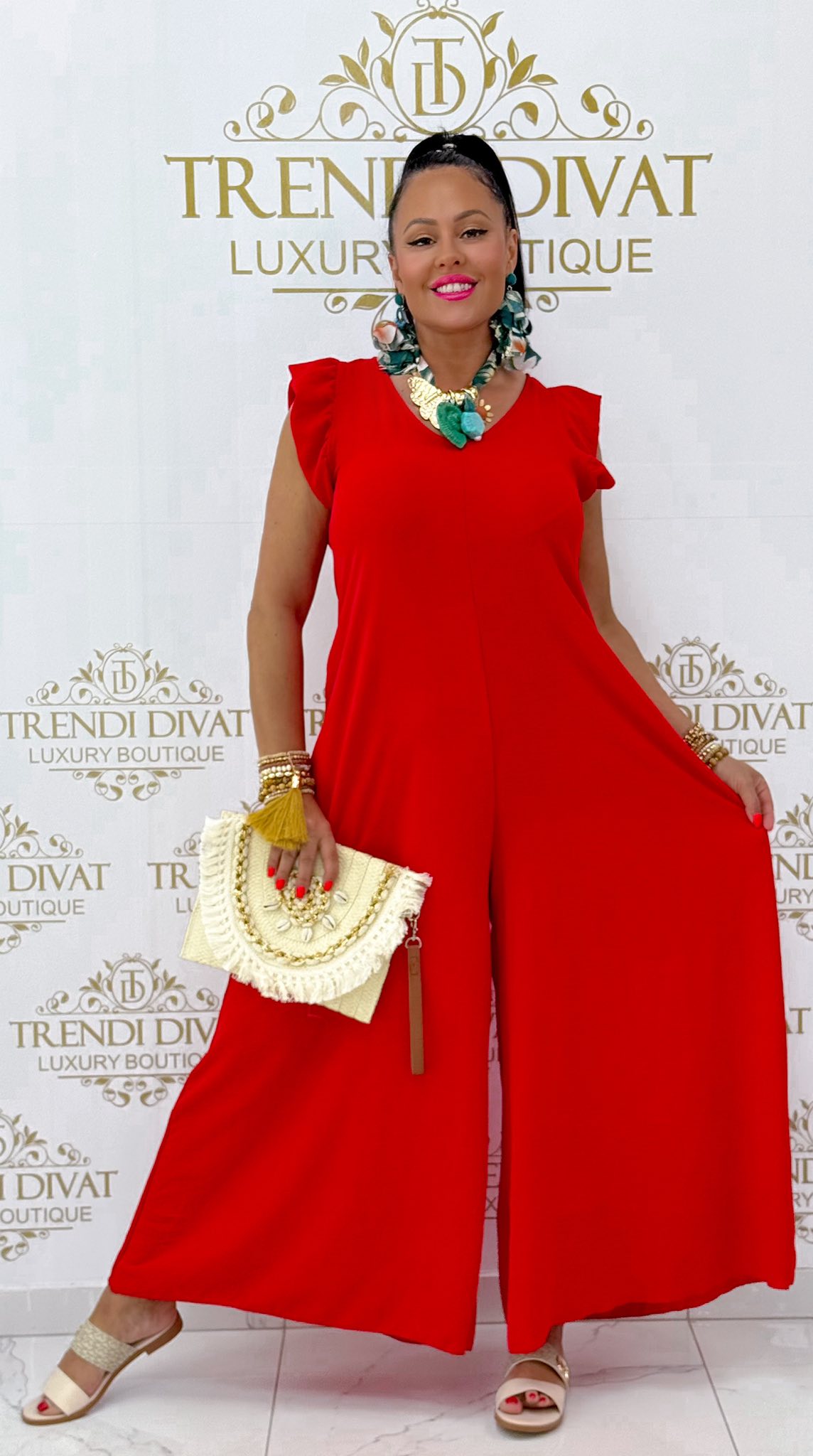 Nyitott hátú, fodros vállú, muszlin anyagú palazzo overál - Image 49