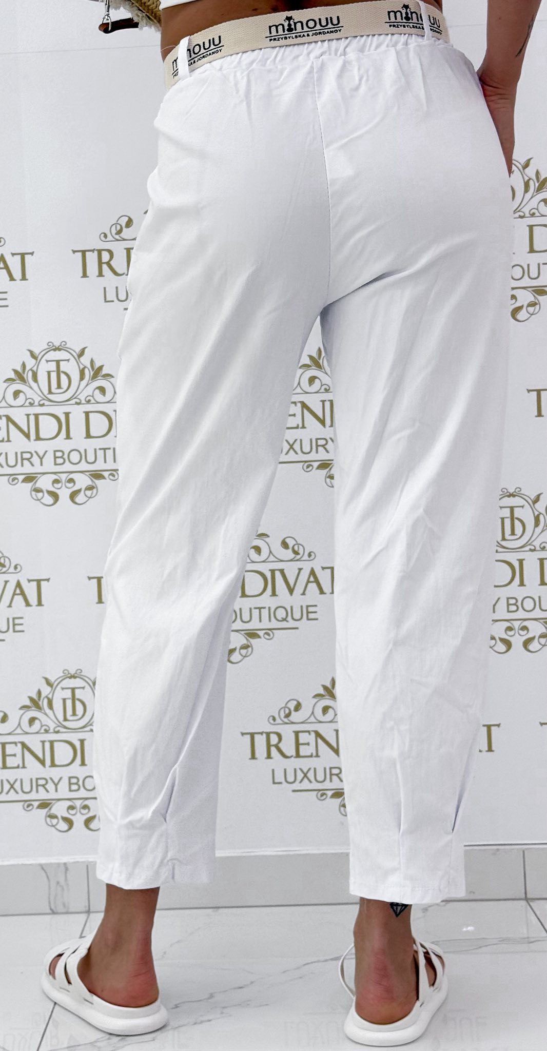 Gumis derekú elasztikus vászon hárem nadrág, ajándék övvel - Image 34