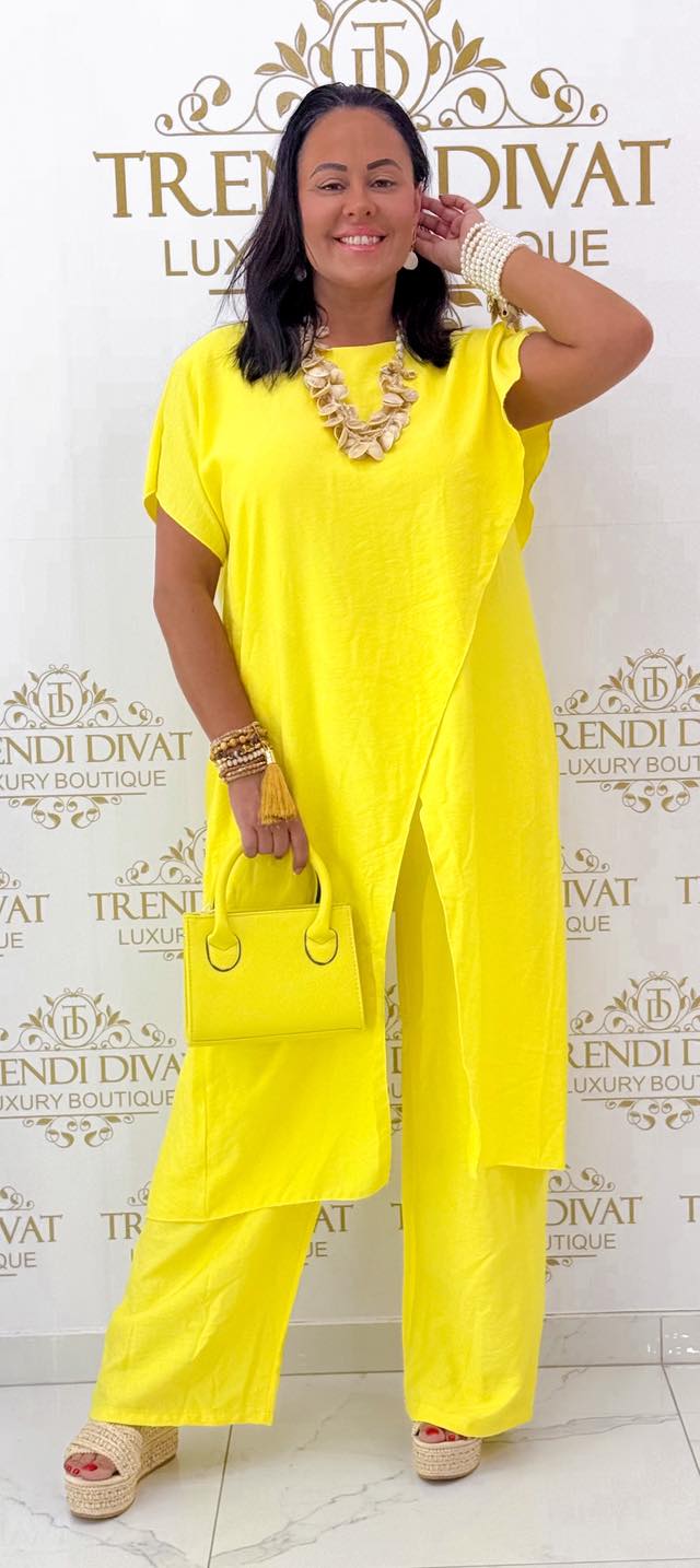 Egyedi átlapolt fazonú, lenge vászon anyagú palazzo szett - Image 39