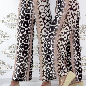 Lenge anyagú különleges mintázatú palazzo nadrág, ajándék övvel