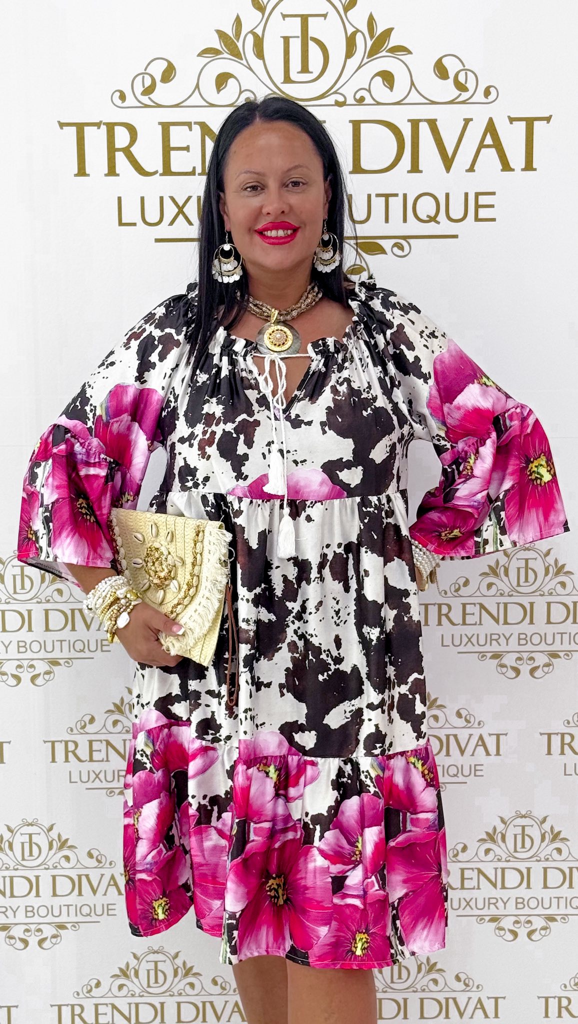 Nyakánál megkötős, különleges mintázatú selyem kis ruha - Image 5