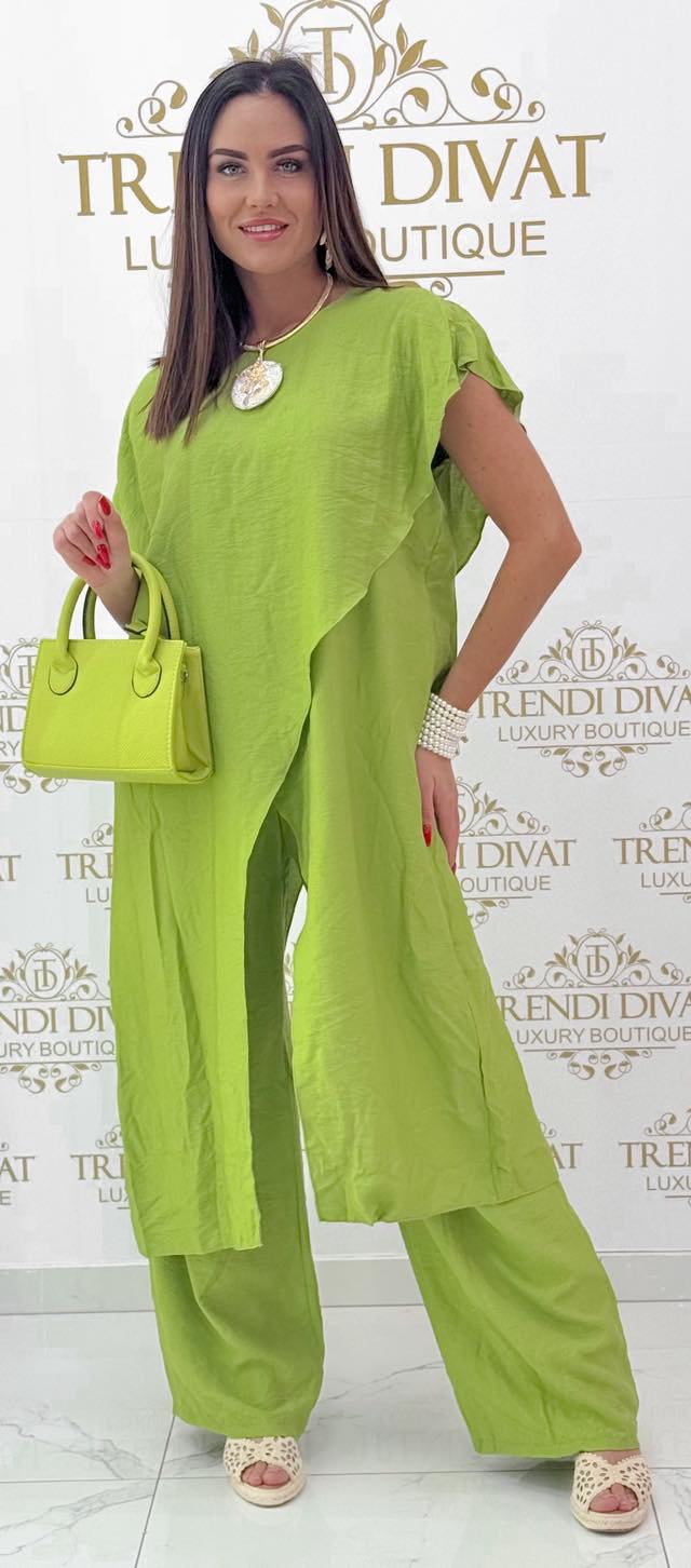 Egyedi átlapolt fazonú, lenge vászon anyagú palazzo szett - Image 40