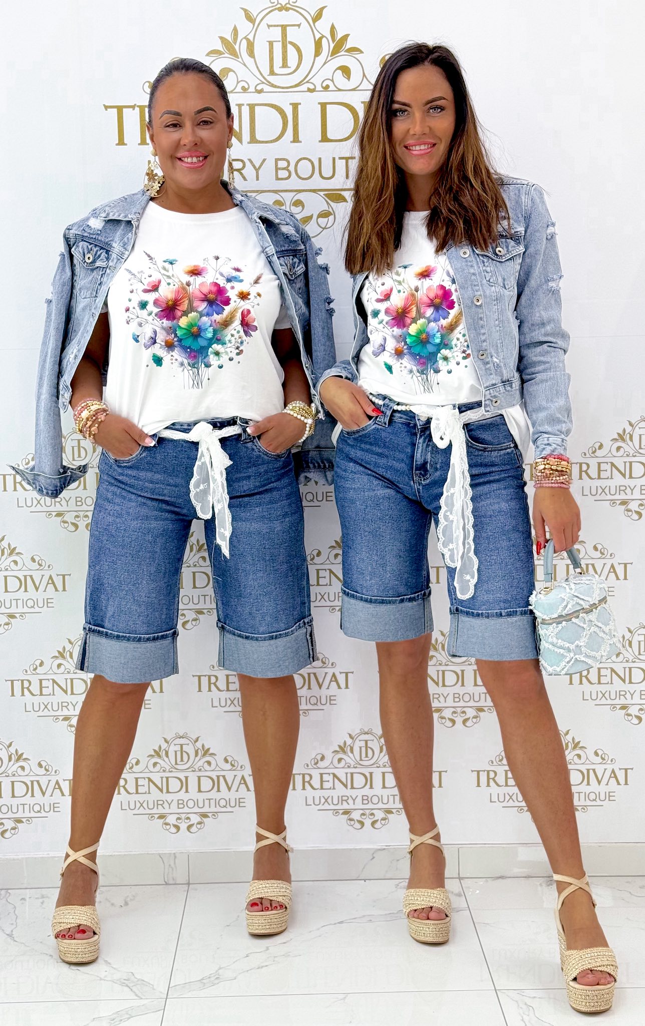 Visszahajtott szárú, farmer rövidnadrág "R1666"