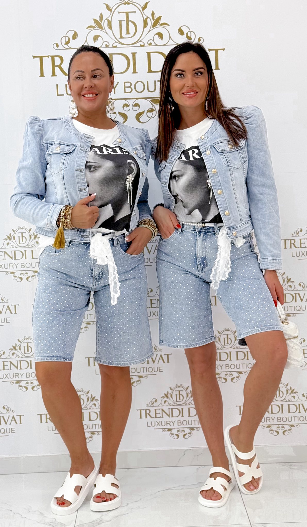 Irizáló kövekkel díszített farmer rövidnadrág "QR2051"