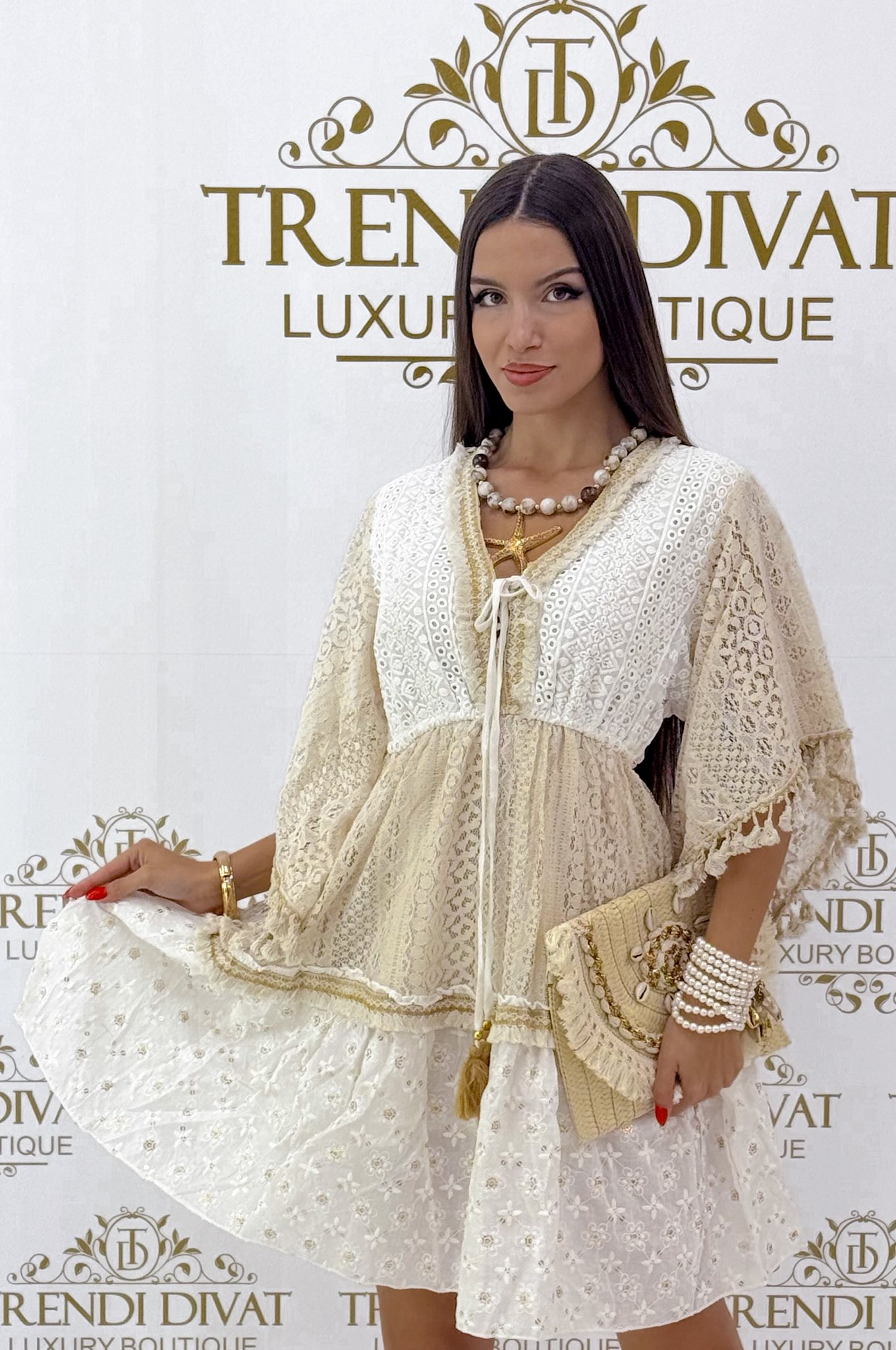 Különleges madeira hímzett csipkés kis ruha - Image 6