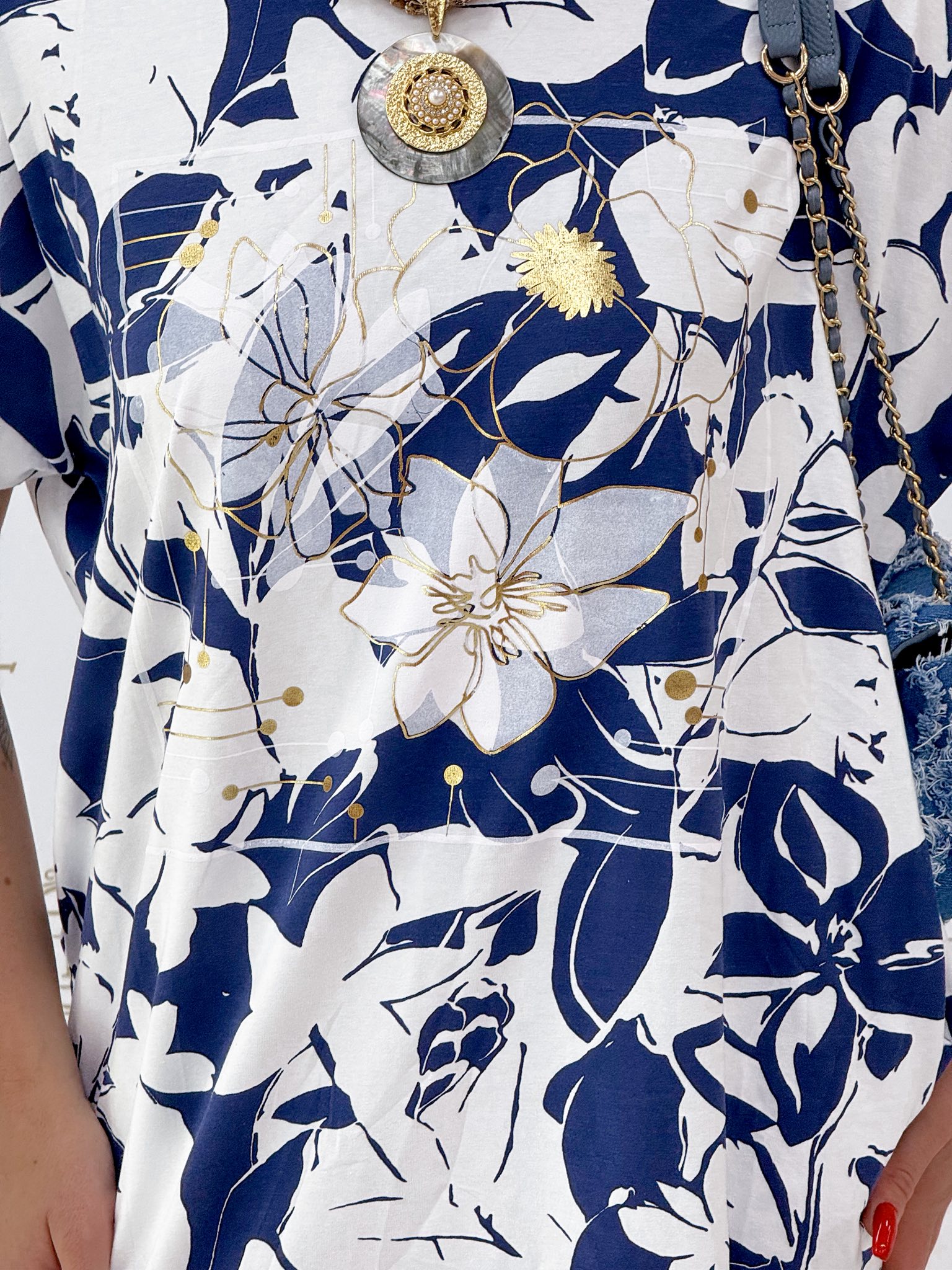 Virág mintázatú, elől rövidebb fazonú, zsebes tunika - Image 6