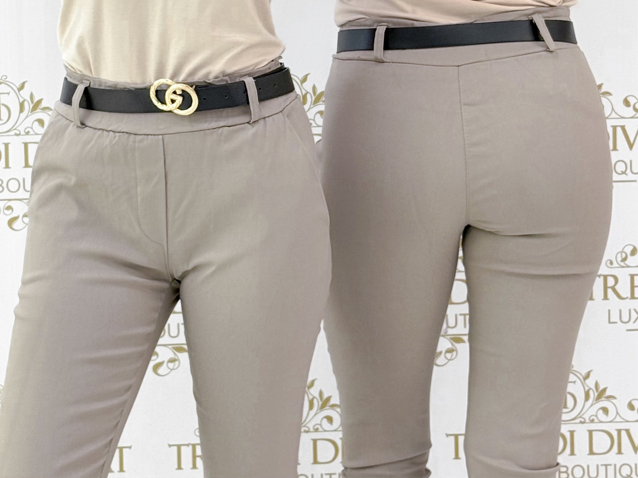 Gumis derekú, elasztikus vászon anyagú nadrág, ajándék övvel - Image 4