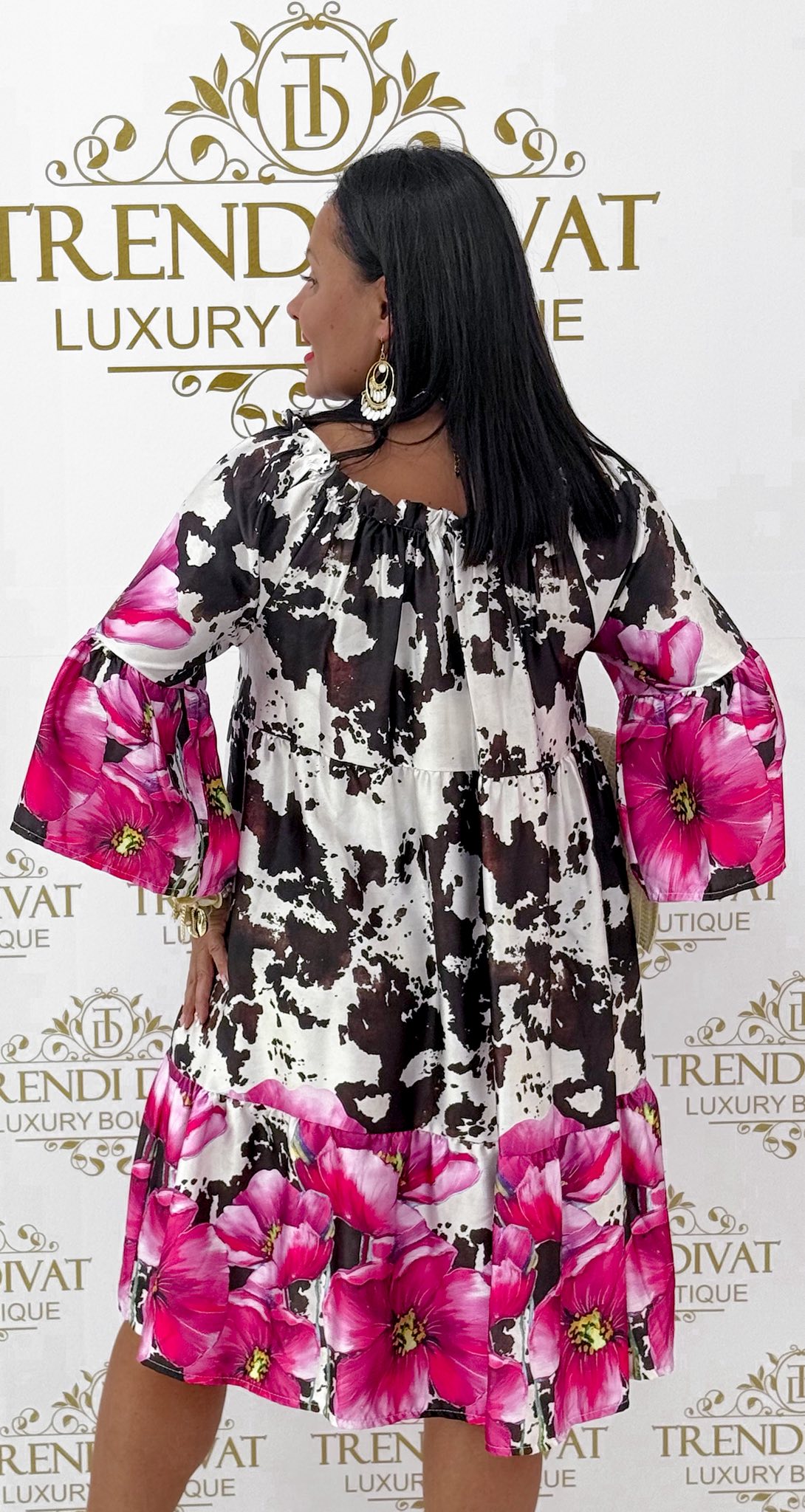 Nyakánál megkötős, különleges mintázatú selyem kis ruha - Image 7