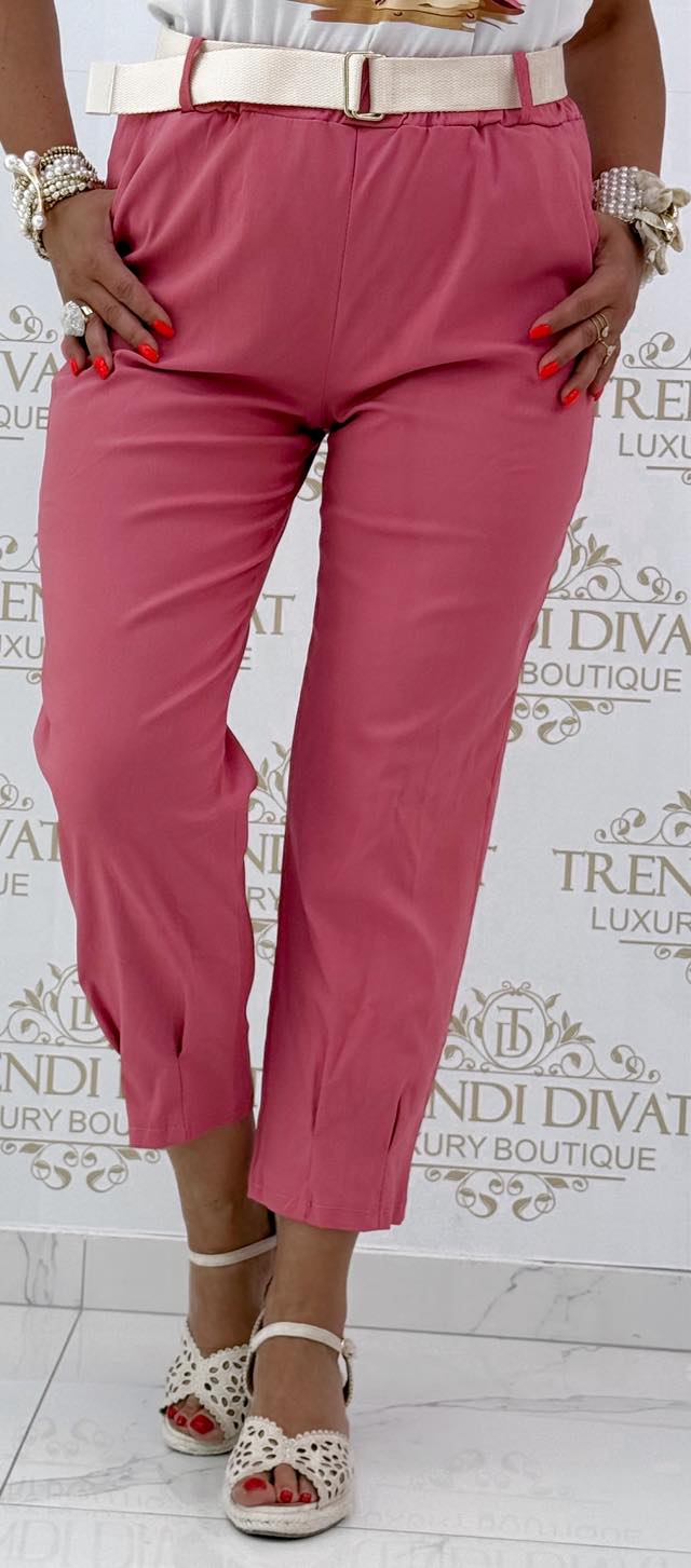 Gumis derekú elasztikus vászon hárem nadrág, ajándék övvel - Image 45