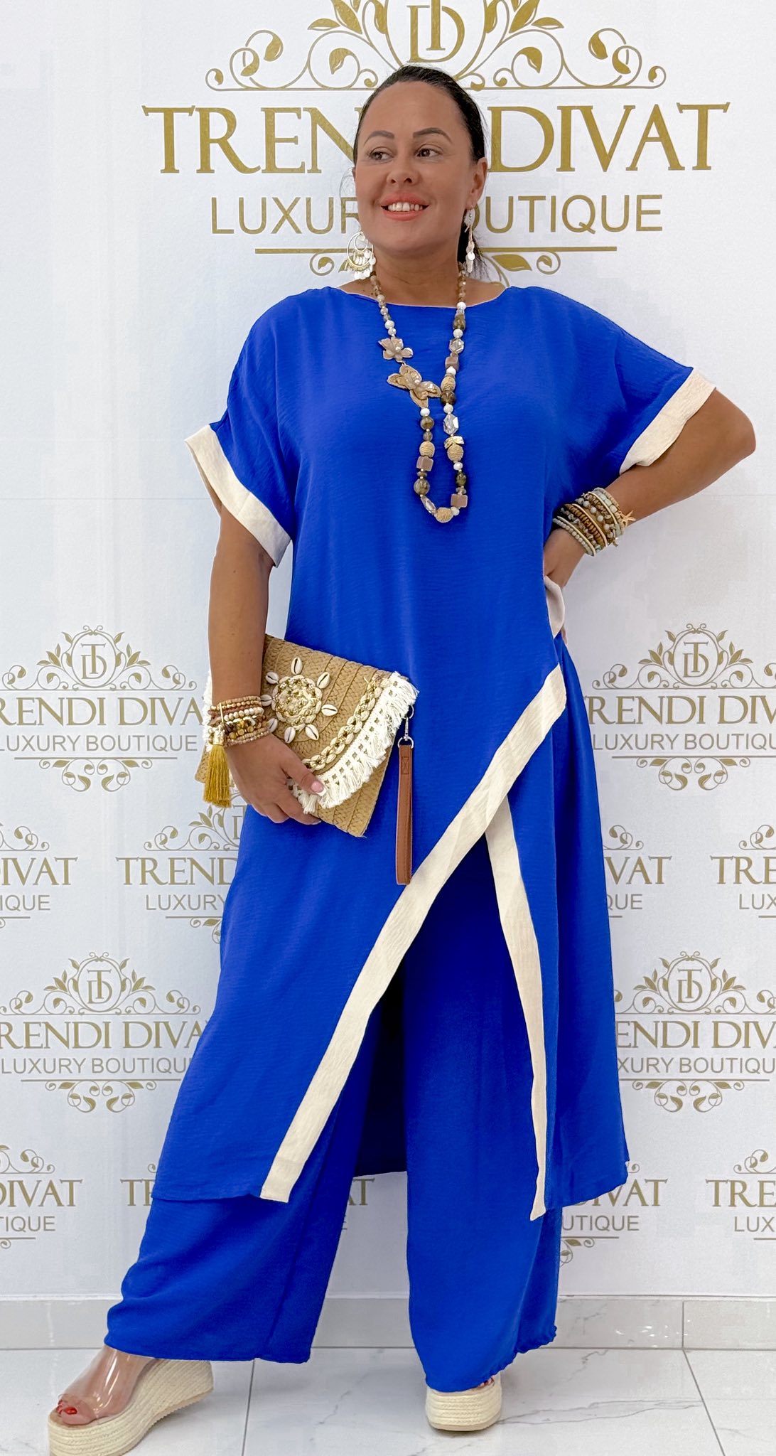 Különleges átlapolt fazonú, muszlin anyagú palazzo szett - Image 8