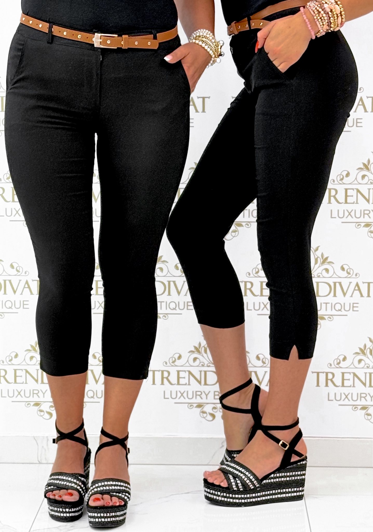 Csípő fazonú capri nadrág, ajándék övvel - Image 9